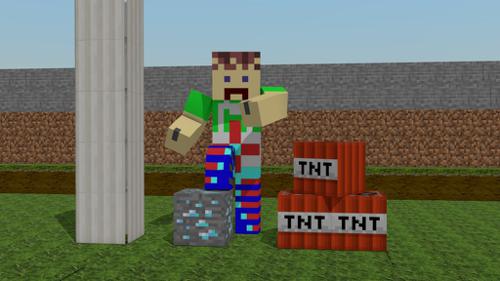Rigged Easy to use Minecraft Character and Blocks. preview image